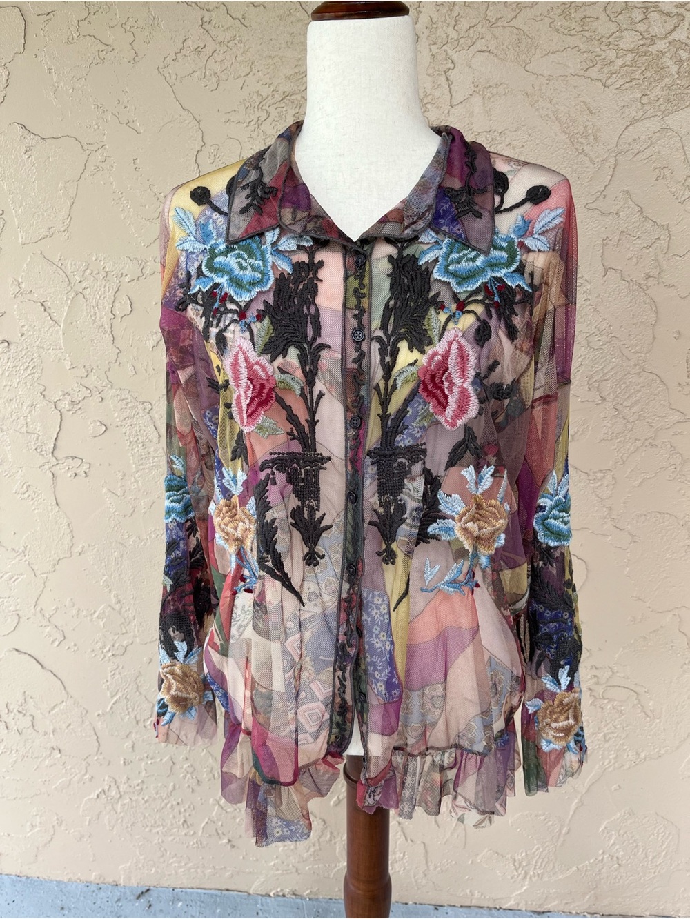 Johnny Was Zell mesh blouse
